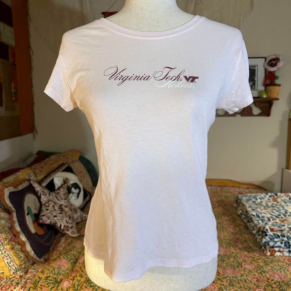 Baby Pink Y2K Virginia Tech “Hokies” Feminine Cut Baby Tee